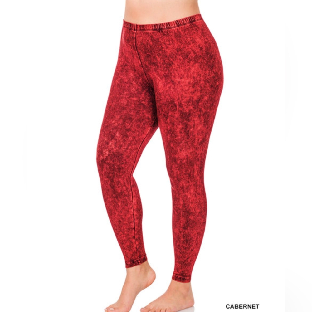 Zenana Plus size mineral washed full length leggings